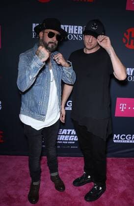 August 26, 2017 - Las Vegas, NV, U.S. - 26 August 2017 - Las Vegas, NV - AJ McLean, Nick Carter. Mayweather vs McGregor pre-fight VIP Red Carpet at T-Mobile Arena. Credit: mjt AdMedia Las Vegas U.S. - ZUMAa123 20170826_zaa_a123_103 Copyright: xMjtAdmediax