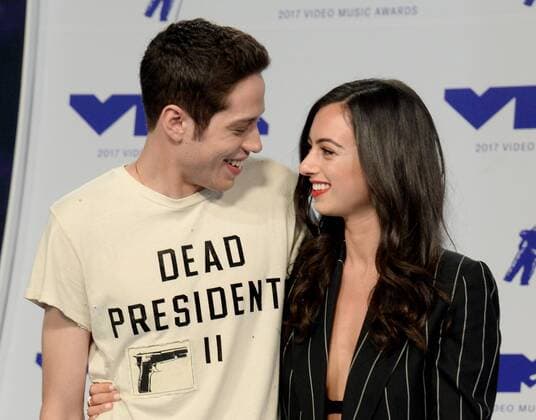 Pete Davidson (L) and Cazzie David arrive for the 34th annual MTV Video Music Awards at The Forum in Inglewood, California on August 27, 2017.  LAP201708270648 JIMxRUYMEN