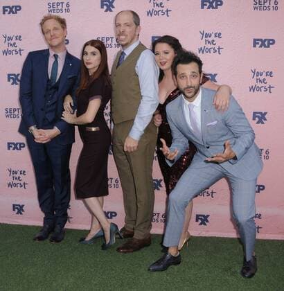 August 29, 2017 - Los Angeles, CA, U.S. - 29 August 2017 - Los Angeles, California - Chris Geere, Aya Cash, Stephen Falk, Kether Donohue, Desmin Borges. FXX s You re the Worst Season Four Premiere held at Museum of Ice Cream in Los Angeles. Photo Credit: AdMedia Los Angeles U.S. - ZUMAa123 20170829_zaa_a123_090 Copyright: xBirdiexThompsonx