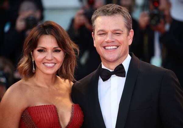August 30, 2017 - Venice, Italy - Matt Damon and Luciana Barroso walks the red carpet ahead of the Downsizing screening and Opening Ceremony during the 74th Venice Film Festival at Sala Grande on August 30, 2017 in Venice, Italy Venice Italy  - ZUMAn230 20170830_zaa_n230_456 Copyright: xMatteoxChinellatox