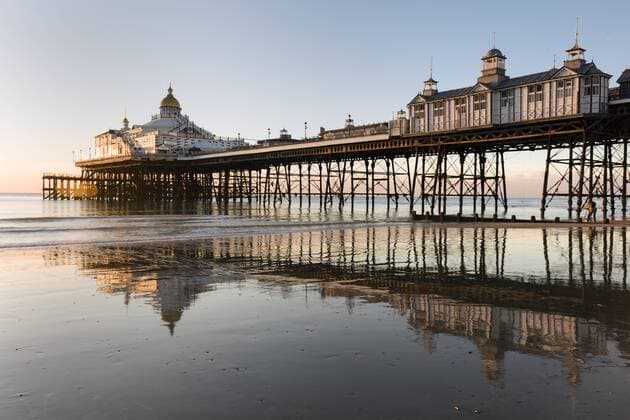 Eastbourne Pier at sunrise, Eastbourne, East Sussex, England, United Kingdom, Europe Copyright: LeexFrost 321-5674