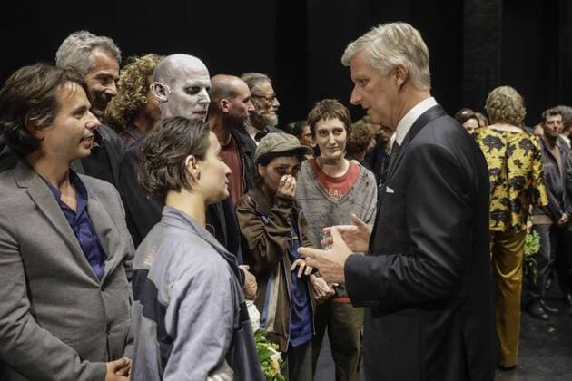 King Philippe - Filip of Belgium meets the artists after the premiere Pinocchio at the renovated Koninklijke Muntschouwburg - Theatre Royal de la Monnaie opera house, in Brussels, Tuesday 05 September 2017.  THIERRYxROGE 05160050