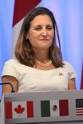 September 5, 2017 - Chrystia Freeland, Minister of Foreign Affairs of Canada is seen during his speech at meeting with the media as part of the Second Round of NAFTA Negotiations on September 05, 2017 in Mexico City, Mexico  - ZUMAn230 20170905_zaa_n230_453 Copyright: xCarlosxTischlerx