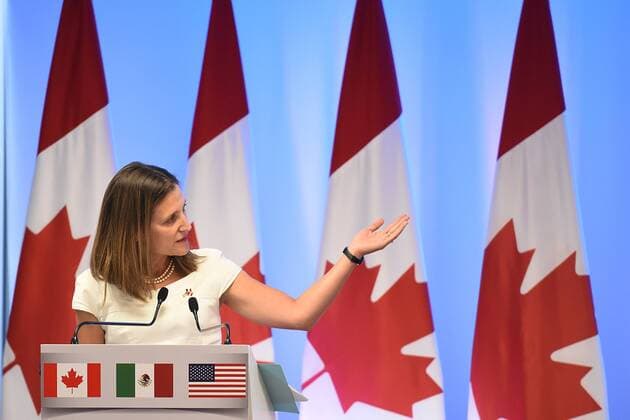 September 5, 2017 - Chrystia Freeland, Minister of Foreign Affairs of Canada is seen during his speech at meeting with the media as part of the Second Round of NAFTA Negotiations on September 05, 2017 in Mexico City, Mexico Copyright: xCarlosxTischlerx