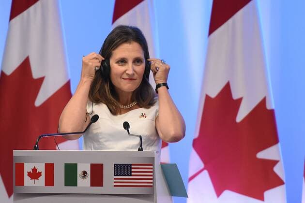 September 5, 2017 - Mexico City, Mexico, Mexico - Chrystia Freeland, Minister of Foreign Affairs of Canada is seen during his speech at meeting with the media as part of the Second Round of NAFTA Negotiations on September 05, 2017 in Mexico City, Mexico Mexico City Mexico Copyright: xCarlosxTischlerx