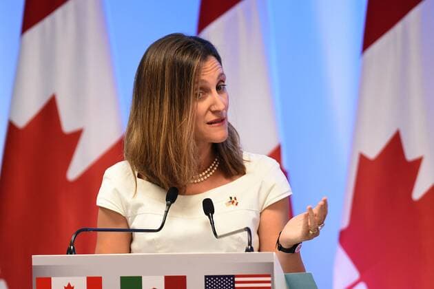September 5, 2017 - Chrystia Freeland, Minister of Foreign Affairs of Canada is seen during his speech at meeting with the media as part of the Second Round of NAFTA Negotiations on September 05, 2017 in Mexico City, Mexico Copyright: xCarlosxTischlerx