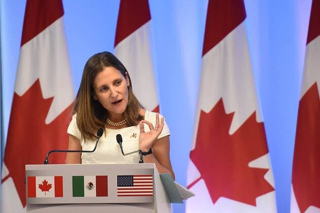 September 5, 2017 - Chrystia Freeland, Minister of Foreign Affairs of Canada is seen during his speech at meeting with the media as part of the Second Round of NAFTA Negotiations on September 05, 2017 in Mexico City, Mexico Copyright: xCarlosxTischlerx