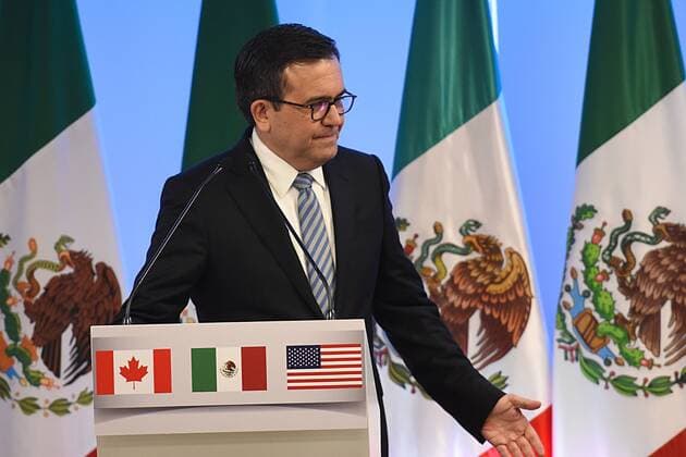 September 5, 2017 - Mexico City, Mexico, Mexico - Ildefonso Guajardo Villarreal, Secretary of Economy is seen during his speech at meeting with the media as part of the Second Round of NAFTA Negotiations on September 05, 2017 in Mexico City, Mexico Mexico City Mexico Copyright: xCarlosxTischlerx