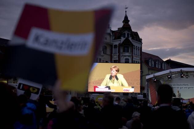 Deutschland, Finsterwalde, Wahlkampfauftritt von Bundeskanzlerin Angela Merkel CDU, 06.09.2017