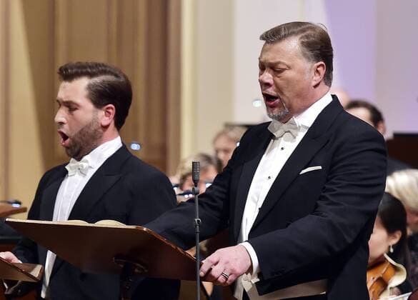 Czech soloist RICHARD SAMEK (left) and German soloist RENE PAPE (right) perform the Oratorio Stabat Mater by Antonin Dvorak, which began the 10th year of the international music festival Dvorak Prague in the Prague Rudolfinum, Czech Republic, on September 7, 2017. (CTKxPhoto RomanxVondrous) CTKPhotoP201709071083501  vnd 1
