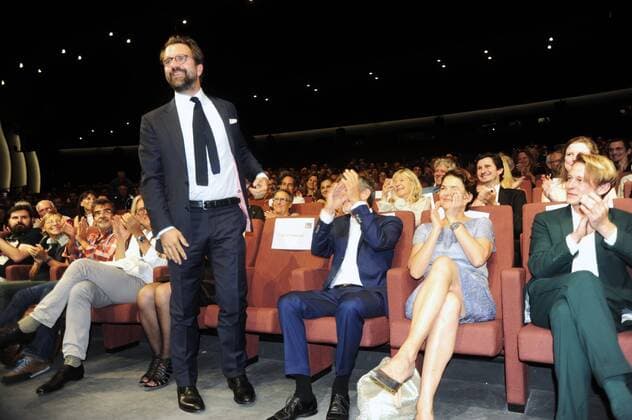 74. Filmfestspiele in Venedig, Italien. Rick Ostermann, Ulrich Matthes, Barbara Auer und Felix von Bredow in Kino nach dem Red Carpet zum deutschen Film KRIEG (Orrizonti) von Schiwago Film Berlin. 74th Film Festival Venice, Mostra del Cinema, Biennale Venezia, Italy.