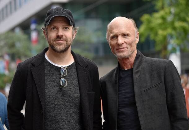 Jason Sudeikis (L) and Ed Harris attend the premiere of Kodachrome at the Princess of Wales Theatre during the Toronto International Film Festival in Toronto, Canada on September 8, 2017.  TOR2017090856 CHRISTINExCHEW