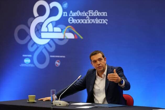 Bilder des Tages (170910) -- THESSALONIKI, Sept. 10, 2017 -- Greek Prime Minister Alexis Tsipras speaks during a press conference of the 82nd Thessaloniki International Fair (TIF) in Thessaloniki, Greece, Sept. 10, 2017. ) (hy) GREECE-THESSALONIKI-PM-TIF MariosxLolos 
