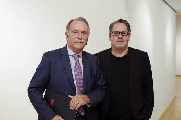 12.09.2017, Berlin, Deutschland - Bekanntgabe der diesjährigen Preisträger des internationalen Kunstpreises PRAEMIUM IMPERIALE durch die Japan Art Association. Foto: v.l. Prof. Dr. h.c. Klaus-Dieter Lehmann, Präsident des Goethe-Instituts und Internationaler Berater des PRAEMIUM IMPERIALE und Udo Kittelmann, Kurator und Direktor der Nationalgalerie Berlin.