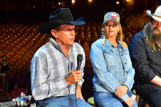 September 12, 2017 - GEORGE STRAIT speaks during a press conference Tuesday regarding the Hand In Hand Hurricane Harvey Benefit at San Antonio s Majestic Theater. as MIRANDA LAMBERT and CHRIS STAPLETON look on. - ZUMAj53_ 20170912_zaf_j53_001 Copyright: xRobinxJerstadx