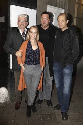 Heinz Strunk, Friederike Kempter, Charly Hübner und Peter Heinrich Brix bei der Premiere des Fernsehfilms Jürgen - Heute wird gelebt im Abaton Kino. Hamburg, 12.09.2017