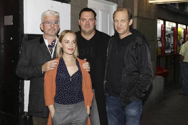 Heinz Strunk, Friederike Kempter, Charly Hübner und Peter Heinrich Brix bei der Premiere des Fernsehfilms Jürgen - Heute wird gelebt im Abaton Kino. Hamburg, 12.09.2017