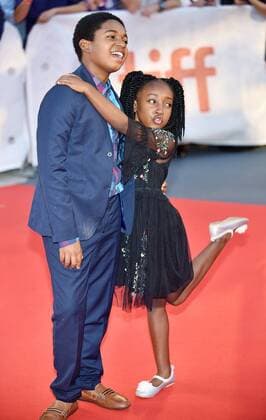 Serenity Brown (R) and Isaac Brown attend the world premiere of Kings at Roy Thomson Hall during the Toronto International Film Festival in Toronto, Canada on September 13, 2017.  TOR2017091315 CHRISTINExCHEW