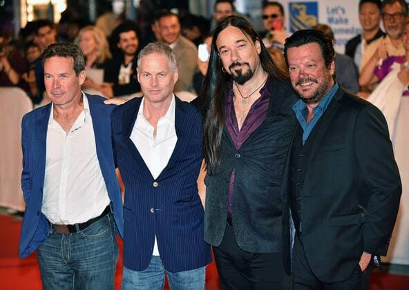 (L-R) The Tragically Hip s Gord Sinclair, Johnny Fay, Rob Baker and Paul Langlois attend the world premiere of Long Time Running at Roy Thomson Hall during the Toronto International Film Festival in Toronto, Canada on September 13, 2017. The documentary chronicles the lead-up and final concert for the Canadian band after frontman Gord Downie was diagnosed with terminal brain cancer.  TOR2017091325 CHRISTINExCHEW