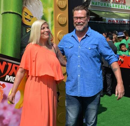 Actors Tori Spelling and Dean McDermott attend the premiere of the animated comedy The Lego Ninjago Movie at the Regency Village Theatre in the Westwood section of Los Angeles on September 16, 2017. Storyline: Six young ninjas are tasked with defending their island home, called Ninjago. By night, they re gifted warriors, using their skills and awesome fleet of vehicles to fight villains and monsters. By day, they re ordinary teens struggling against their greatest enemy: high school.  LAP2017091626 JIMxRUYMEN