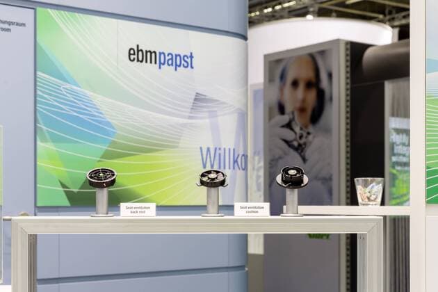 Deutschland, Frankfurt am Main, 12.09.2017: IAA 2017, Frankfurt. Messestand des Zulieferers ebm papst. Â *** Germany Frankfurt at Main 12 09 2017 IAA 2017 Frankfurt Stand the Subcontractor EBM Pope â