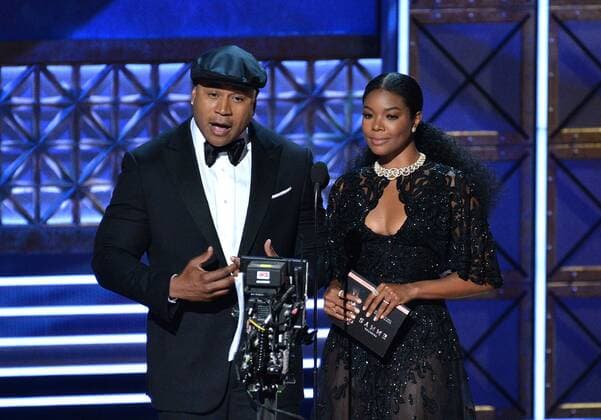 Actors LL Cool J and Gabrielle Union onstage during the 69th annual Primetime Emmy Awards at Microsoft Theater in Los Angeles on September 17, 2017.  LAP201709170200 JIMxRUYMEN