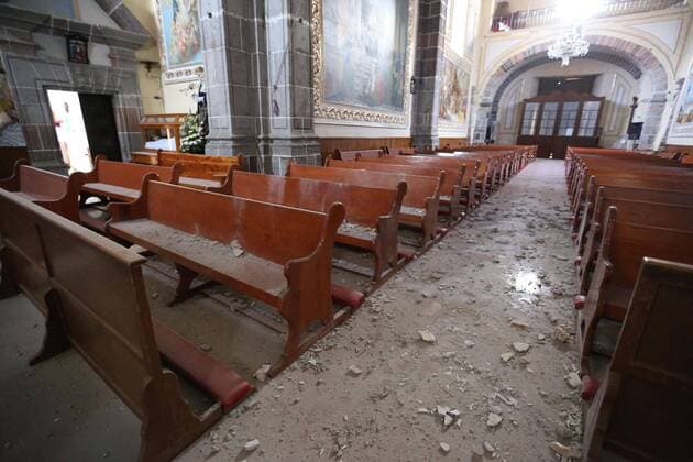 Schweres Erdbeben erschüttert Mexiko September 20 2017 EUM20170920NAC06 JPG OCUILAN MEX Earthquake Sismo Edomex En el municipio de Ocuilan tres templos presentaron severos danos en casi 80 de su estructura por el sismo registrado este martes 19 de septiembre 2017 Foto Agencia EL UNIVERSAL RCC  - ZUMAu78_ 20170920_zaf_u78_010 Copyright: xJorgexAlvaradox