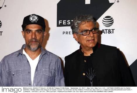 September 22, 2017 - New York, New York, U.S. - GOTHAM CHOPRA and his father DEEPAK CHOPRA attend the Religion of Sports Season Two Premiere at the TriBeCa TV Festival. New York U.S. - ZUMAk03_ 20170922_zaf_k03_146 Copyright: xNancyxKaszermanx