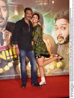India: Trailer launch of film Golamaal Returns Bollywwod film actress Parineeti Chopra with Ajay Devgn present at their upcoming film Golmaal Returns trailer launch at PVR, andheri in Mumbai.  AzharxKhan
