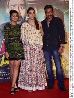 India: Trailer launch of film Golamaal Returns Bollywwod film actress Parineeti Chopra, Tabu with Ajay Devgn present at their upcoming film Golmaal Returns trailer launch at PVR, andheri in Mumbai.  AzharxKhan