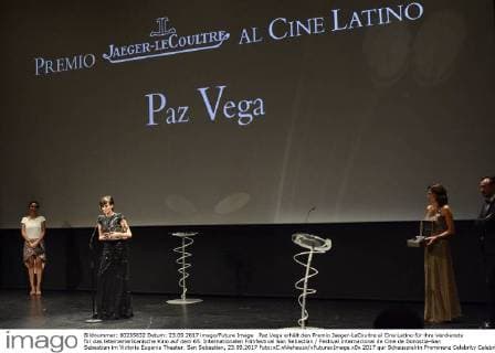Paz Vega erhält den Premio Jaeger-LeCoultre al Cine Latino für ihre Verdienste für das lateinamerikanische Kino auf dem 65. Internationalen Filmfestival San Sebastian Festival Internacional de Cine de Donostia-San Sebastian im Victoria Eugenia Theater. San Sebastian, 23.09.2017 Foto:xC.xNiehausx xFuturexImage