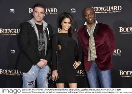 Hannes Staffler, Michaela Grauke und Trevor Jackson bei der Premiere des Musicals Bodyguard - Das Musical im Stage Palladium Theater. Stuttgart, 28.09.2017