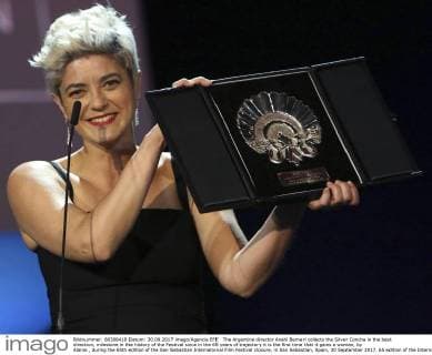 The Argentine director Anahí Berneri collects the Silver Concha in the best direction, milestone in the history of the Festival since in the 65 years of trajectory it is the first time that it gains a woman, by Alanis , during the 65th edition of the San Sebastian International Film Festival closure, in San Sebastian, Spain, 30 September 2017. 65 edition of the International Film Festival of San Sebastian !ACHTUNG: NUR REDAKTIONELLE NUTZUNG!  Copyright: xJavierxEtxezarretax GRA303 20170930-636424095985268784