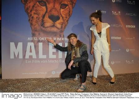 Matto Barfuss, Produzent, Nina Maleika, Saengerin (Deutsch Aegyptisch) Ankunft zur Weltpremiere von MALAIKA im Kino Zoo Palast in Berlin am 04.10.2017