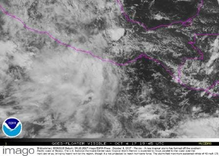 October 4, 2017 - Mexico - A new tropical storm has formed off the southern Pacific coast of Mexico. The U.S. National Hurricane Center says Tropical Storm Ramon is expected to move parallel to the coast over the next day or so, bringing heavy rain to the region, though it s not projected to reach hurricane force. The storm had maximum sustained winds of 45 mph (75 kph) early Wednesday and it was centered about 100 miles (165 kilometers) south-southeast of Puerto Angel. It was moving west at 9 mph (15 kph). Mexico  - ZUMA 20171004_shz_z03_191 Copyright: xNOAAx