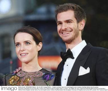 English actress Claire Foy and English actor Andrew Garfield attend the European Premiere of Breathe during 61st BFI London Film Festival Opening Night Gala in London. OCTOBER 4th 2017  RHDx172333