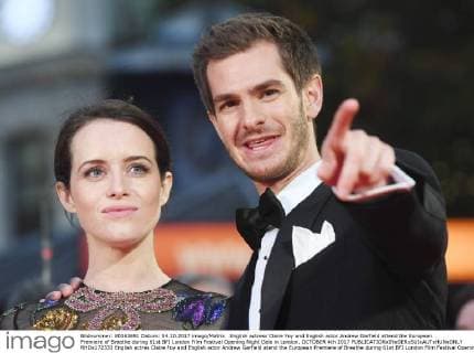 English actress Claire Foy and English actor Andrew Garfield attend the European Premiere of Breathe during 61st BFI London Film Festival Opening Night Gala in London. OCTOBER 4th 2017  RHDx172333