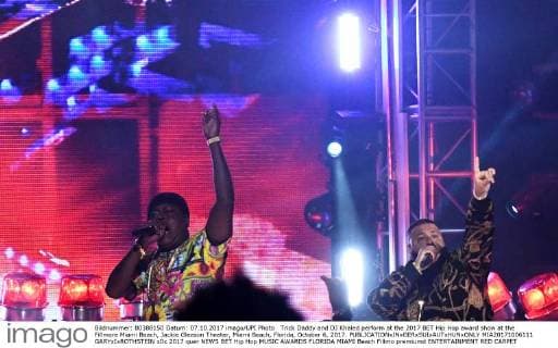 Trick Daddy and DJ Khaled perform at the 2017 BET Hip Hop award show at the Fillmore Miami Beach, Jackie Gleason Theater, Miami Beach, Florida, October 6, 2017.  MIA20171006111 GARYxIxROTHSTEIN