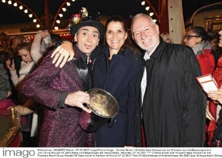 Corinna Binzer mit Gatte Sepp Schauer bei der Premiere des Jubiläumprogramms vom Circus Roncalli 40 Jahre Reise zum Regenbogen am Leonrodplatz. München, 07.10.2017