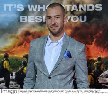 Cast member Sam Quinn attends the premiere of the motion picture biographical drama Only the Brave at the Regency Village Theatre in the Westwood section of Los Angeles on October 8, 2017. Storyline: Based on the true story of the Granite Mountain Hotshots, a group of elite firefighters who risk everything to protect a town from a historic wildfire.  LAP2017100824 JIMxRUYMEN
