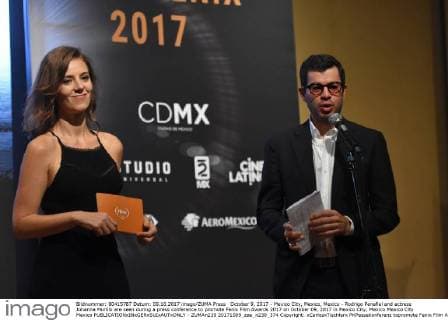 October 9, 2017 - Mexico City, Mexico, Mexico - Rodrigo Penafiel and actress Johanna Murillo are seen during a press conference to promote Fenix Film Awards 2017 on October 09, 2017 in Mexico City, Mexico Mexico City Mexico  - ZUMAn230 20171009_zaa_n230_374 Copyright: xCarlosxTischlerx