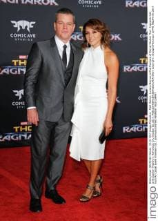 Matt Damon, Luciana Barroso at the Premiere of Marvel Studios Thor: Ragnarok held at El Capitan Theatre in Hollywood, CA, October 10, 2017.  Copyright: xJosephxMartinezx 33448_082JM