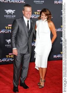 Matt Damon, Luciana Barroso at the Premiere of Marvel Studios Thor: Ragnarok held at El Capitan Theatre in Hollywood, CA, October 10, 2017.  Copyright: xJosephxMartinezx 33448_083JM