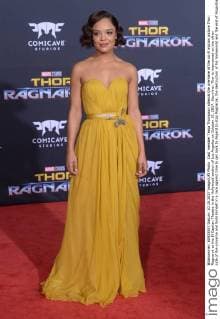 Cast member Tessa Thompson attends the premiere of the sci-fi motion picture Thor: Ragnarok at the El Capitan Theatre in the Hollywood section of Los Angeles on October 10, 2017. Storyline: Thor is imprisoned on the other side of the universe and finds himself in a race against time to get back to Asgard to stop Ragnarok, the destruction of his homeworld and the end of Asgardian civilization, at the hands of an all-powerful new threat, the ruthless Hela.  LAP2017101018 JIMxRUYMEN
