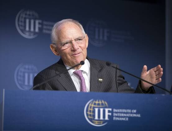 Bilder des Tages Teilnahme von Bundesfinanzminister Wolfgang Schaeuble, CDU, beim Institute of International Finance - Annual Membership Meeting in Washington. 12.10.2017, Washington US *** Participation from German finance minister Wolfgang Schaeuble CDU the Institute of International Finance Annual Membership Meeting in Washington 12 10 2017 Washington U.S. Copyright: xThomasxKoehler photothek.netx