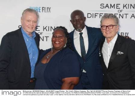 Jon Voight, Djimon Hounsou, Ron Hall 10 12 2017 The Los Angeles Premiere of Same Kind of Different As Me held at Westwood Village Theatre in Los Angeles, CA  Copyright: xCronos IzumixHasegawax cronoshnw12102017111928