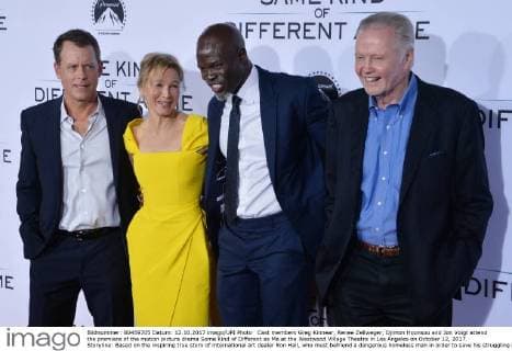 Cast members Greg Kinnear, Renee Zellweger, Djimon Hounsou and Jon Voigt attend the premiere of the motion picture drama Some Kind of Different as Me at the Westwood Village Theatre in Los Angeles on October 12, 2017. Storyline: Based on the inspiring true story of international art dealer Ron Hall, who must befriend a dangerous homeless man in order to save his struggling marriage to his wife, a woman whose dreams will lead all three of them on the journey of their lives.  LAP2017101202 JIMxRUYMEN