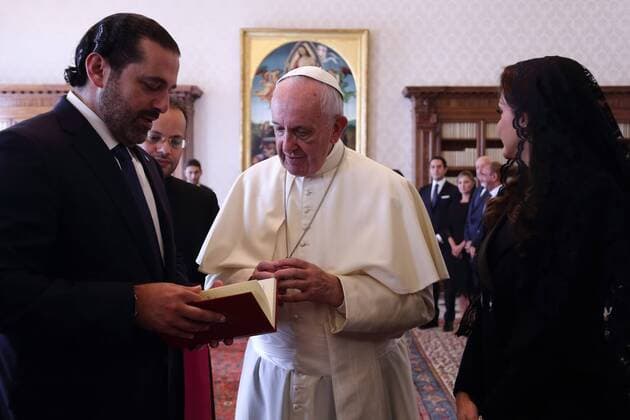 October 13, 2017 - Vatican City State (Holy See) - POPE FRANCIS meets SAAD HARIRI Prime Minister of Lebanon at the Vatican Italy - ZUMAi15_ 20171013_zaf_i15_011 Copyright: xEvandroxInettix
