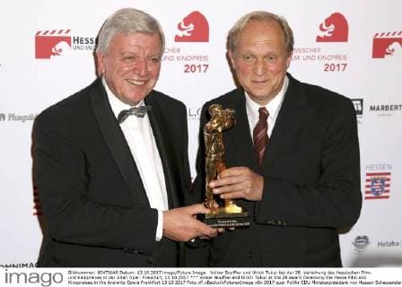 Volker Bouffier und Ulrich Tukur bei der 28. Verleihung des Hessischen Film- und Kinopreises in der Alten Oper. Frankfurt, 13.10.2017