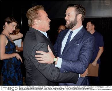 October 14, 2017 - Los Angeles, California, USA - ARNOLD SCHWARZENEGGER and TARAN KILLAM arrives on the Red Carpet for the Killing Gunther Los Angeles Premiere at the TLC Chinese Theater. Los Angeles USA - ZUMAb173 20171014_zap_b173_025 Copyright: xBillyxBennightx